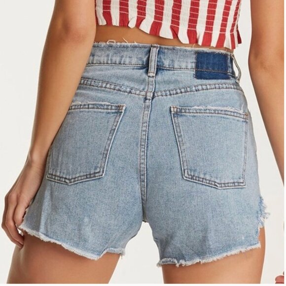 BILLABONG X LOVE LIKE SUMMER shorts light wash 28 IT's Time Denim Shorts - Picture 2 of 11